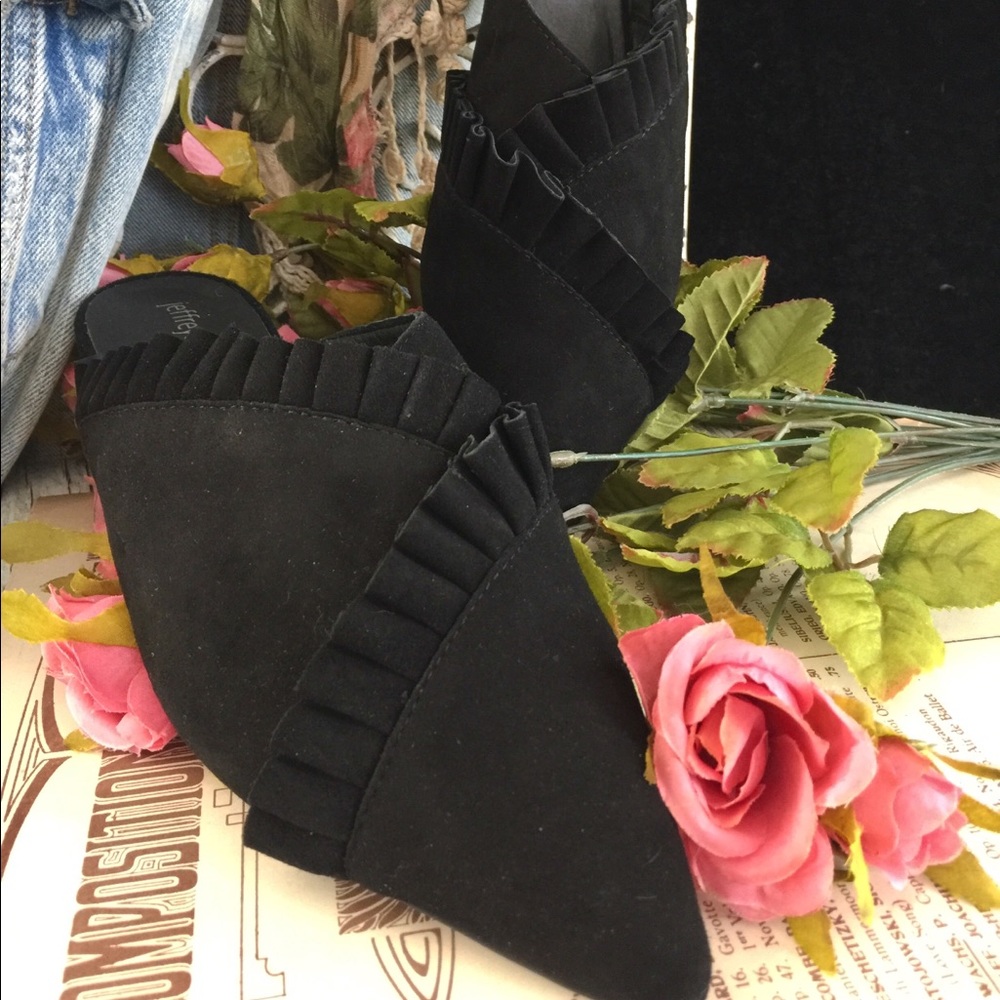 Jeffrey Campbell Black Suede Slip On Flat  8.5 NIB